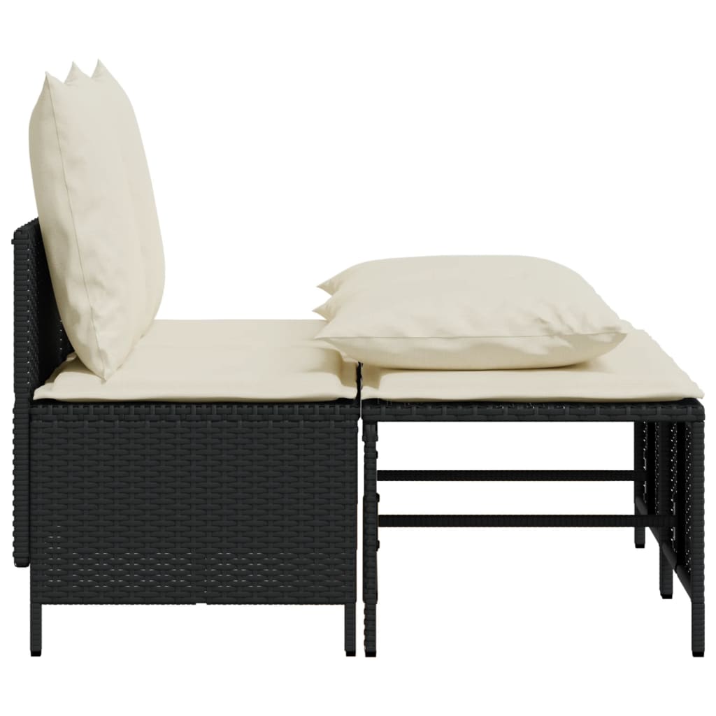 4-delige Loungeset met kussens poly rattan zwart is nu te koop bij PeponiXL, paradijselijk wonen!