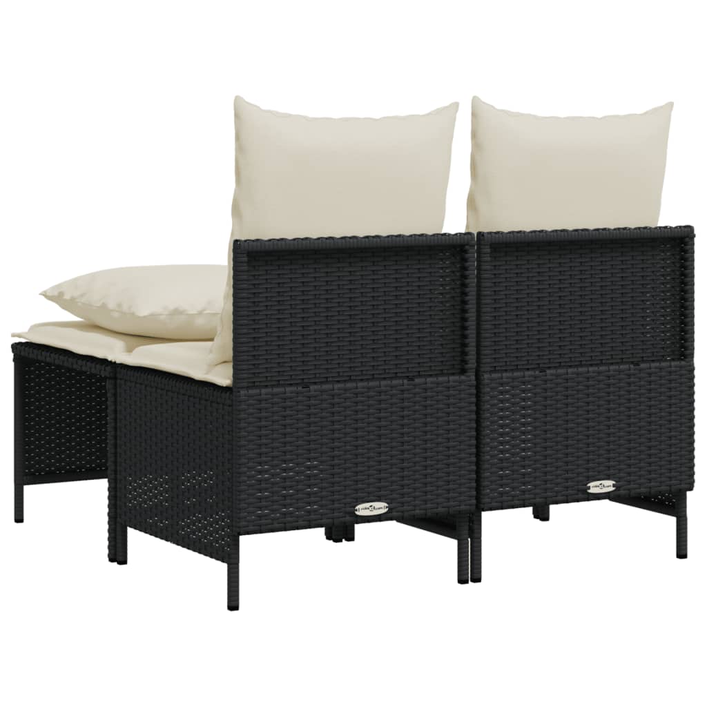 4-delige Loungeset met kussens poly rattan zwart is nu te koop bij PeponiXL, paradijselijk wonen!
