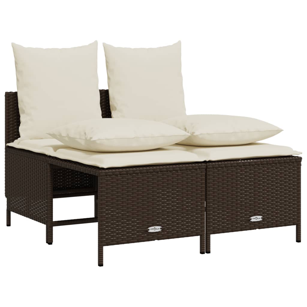 4-delige Loungeset met kussens poly rattan bruin is nu te koop bij PeponiXL, paradijselijk wonen!