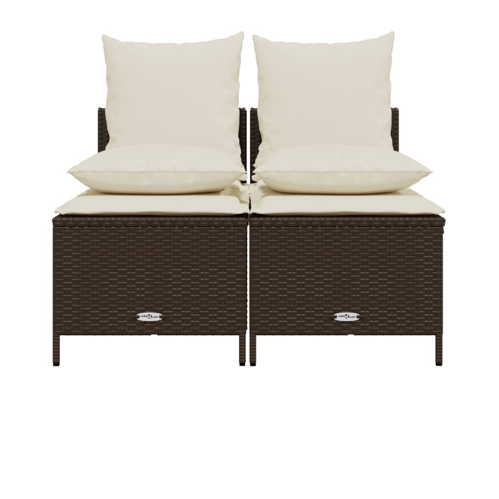 4-delige Loungeset met kussens poly rattan bruin is nu te koop bij PeponiXL, paradijselijk wonen!