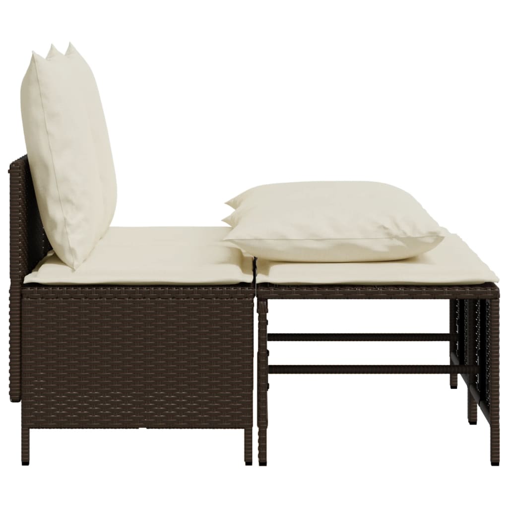 4-delige Loungeset met kussens poly rattan bruin is nu te koop bij PeponiXL, paradijselijk wonen!