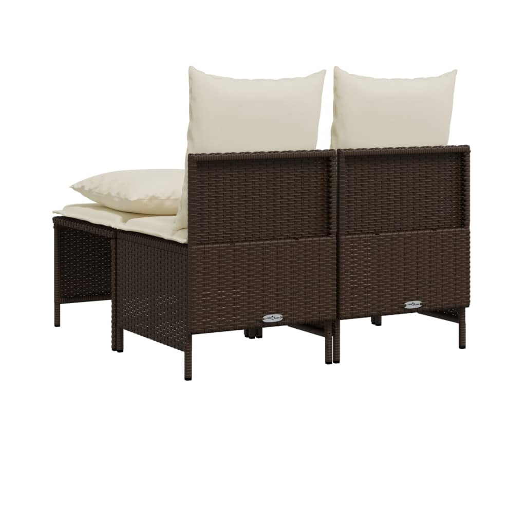 4-delige Loungeset met kussens poly rattan bruin is nu te koop bij PeponiXL, paradijselijk wonen!