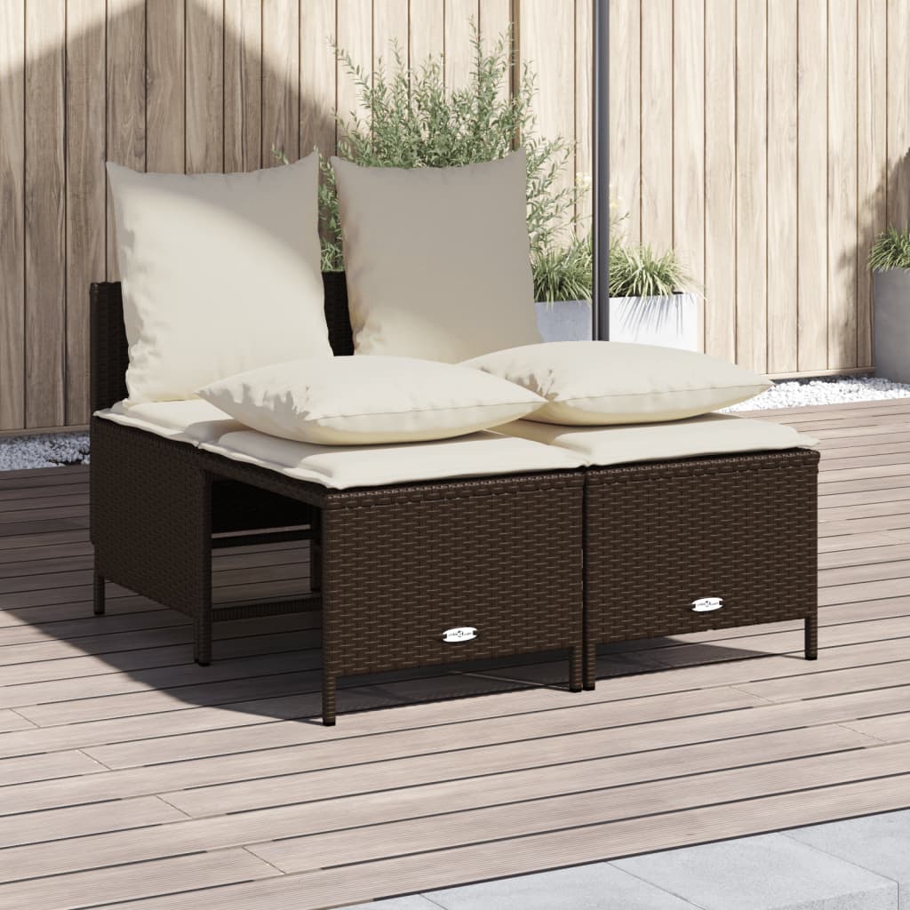 4-delige Loungeset met kussens poly rattan bruin is nu te koop bij PeponiXL, paradijselijk wonen!