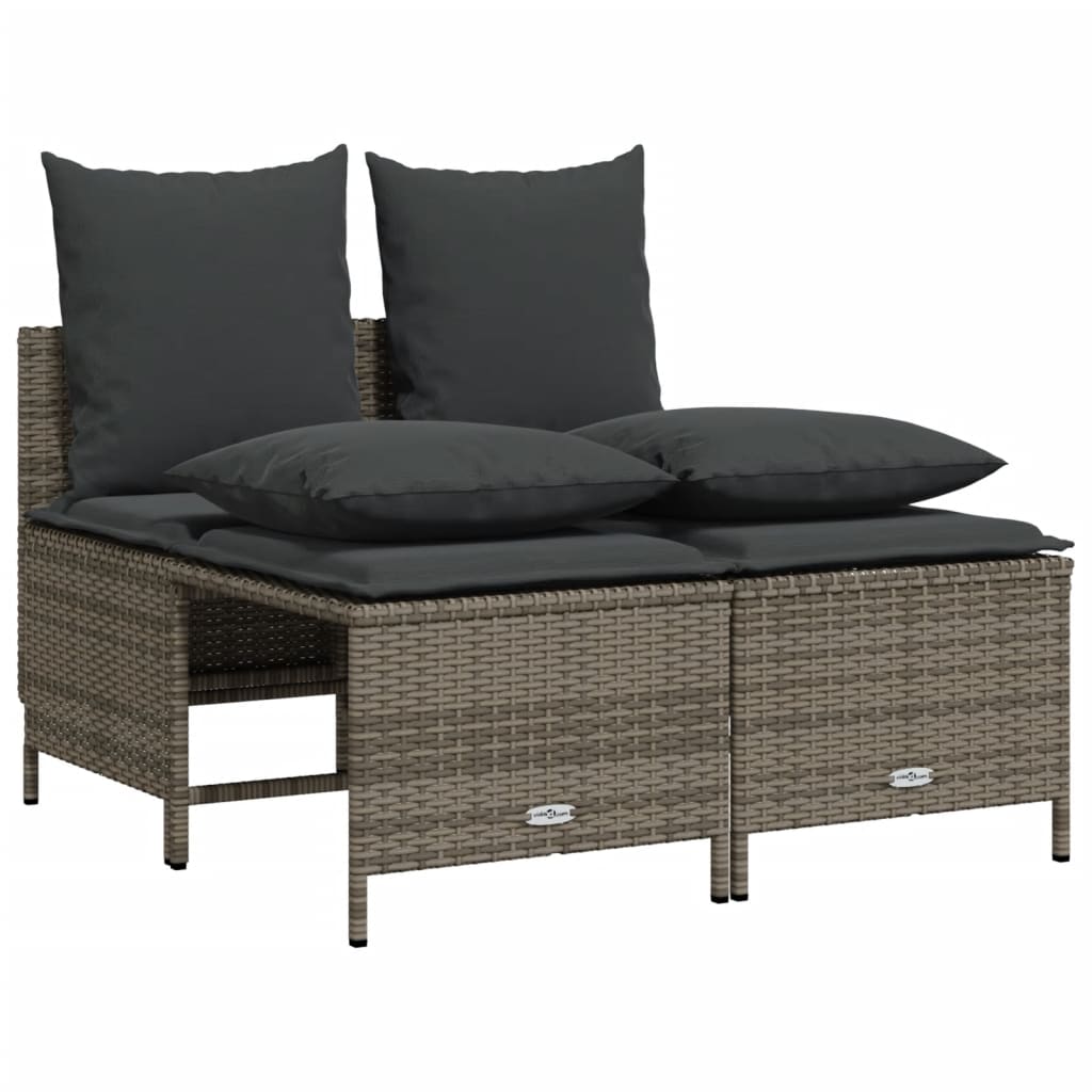 4-delige Loungeset met kussens poly rattan grijs is nu te koop bij PeponiXL, paradijselijk wonen!
