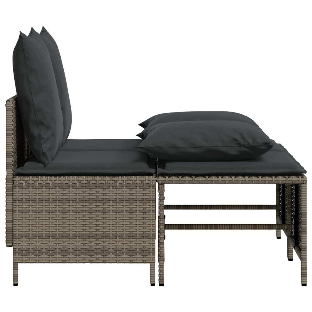 4-delige Loungeset met kussens poly rattan grijs is nu te koop bij PeponiXL, paradijselijk wonen!