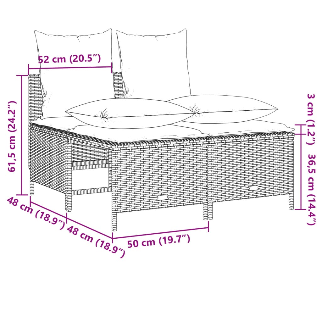 4-delige Loungeset met kussens poly rattan grijs is nu te koop bij PeponiXL, paradijselijk wonen!