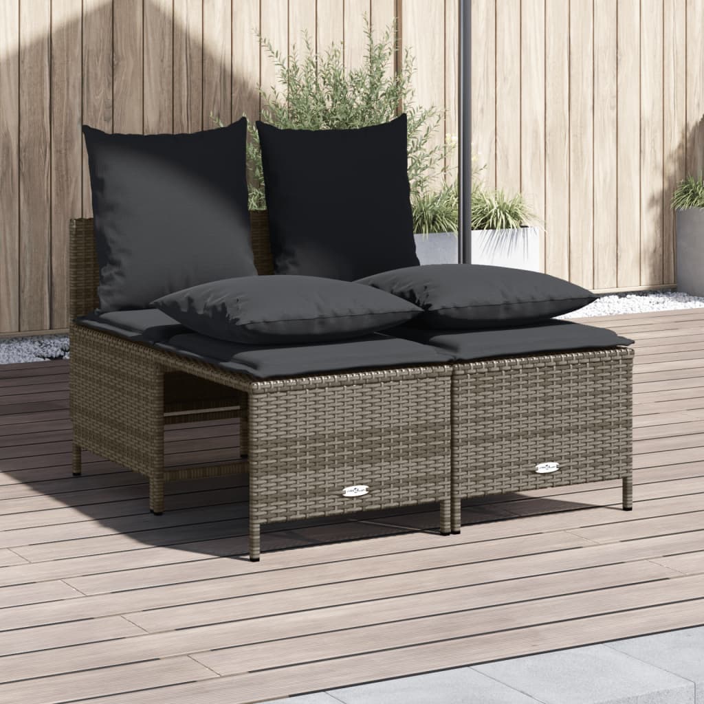 4-delige Loungeset met kussens poly rattan grijs is nu te koop bij PeponiXL, paradijselijk wonen!
