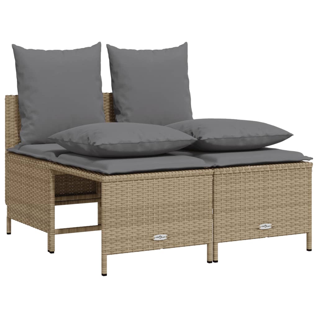 4-delige Loungeset met kussens poly rattan beige is nu te koop bij PeponiXL, paradijselijk wonen!