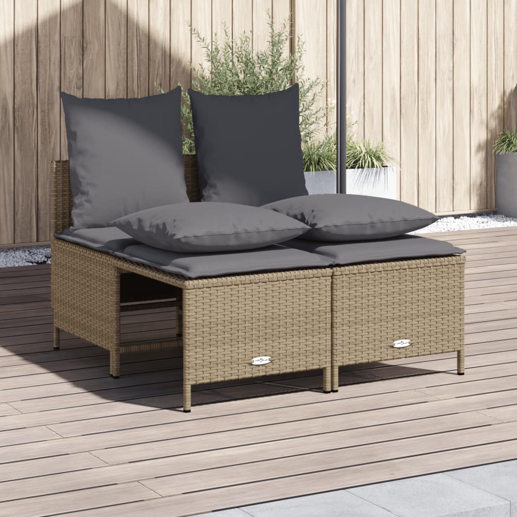 4-delige Loungeset met kussens poly rattan beige is nu te koop bij PeponiXL, paradijselijk wonen!