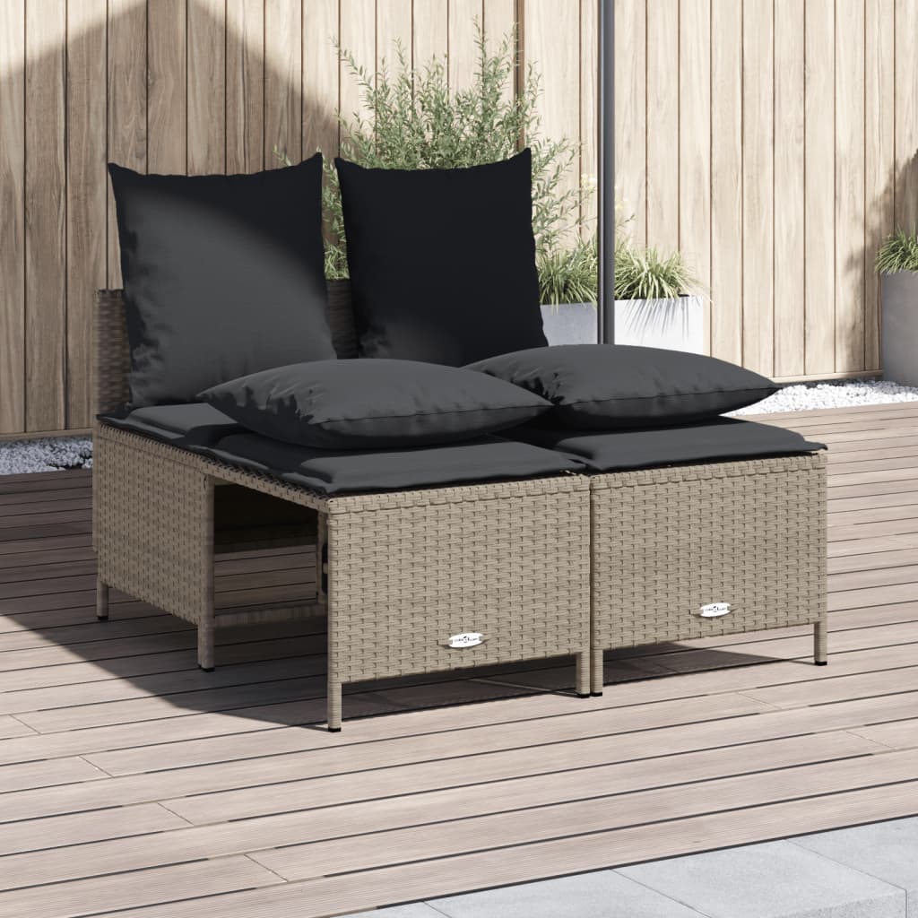 4-delige Loungeset met kussens poly rattan lichtgrijs is nu te koop bij PeponiXL, paradijselijk wonen!