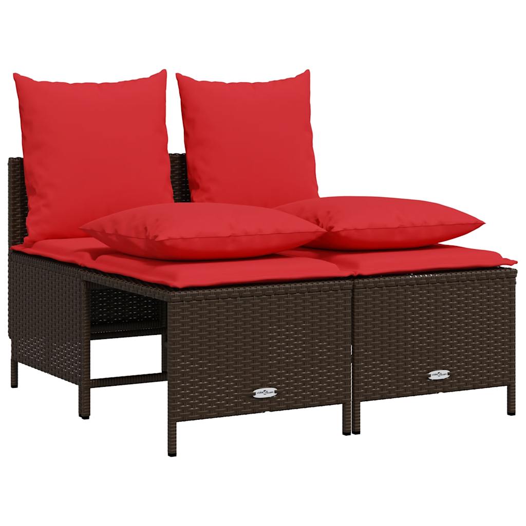 4-delige tuinbankset met kussens, bruin polyrotan is nu te koop bij PeponiXL, paradijselijk wonen!