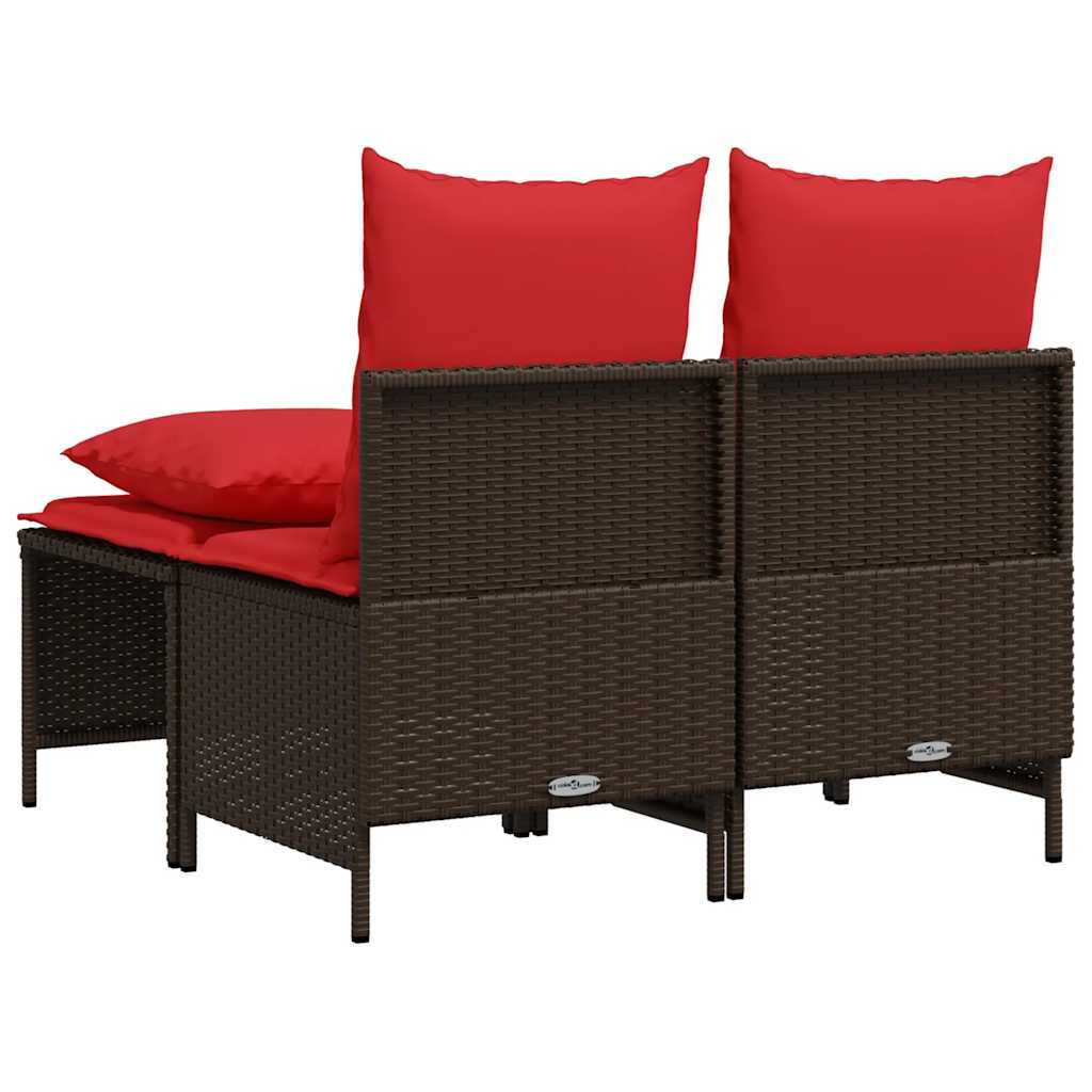 4-delige tuinbankset met kussens, bruin polyrotan is nu te koop bij PeponiXL, paradijselijk wonen!