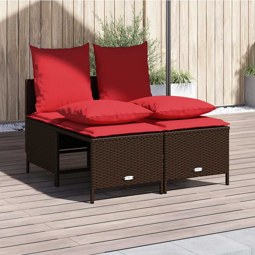 4-delige tuinbankset met kussens, bruin polyrotan is nu te koop bij PeponiXL, paradijselijk wonen!