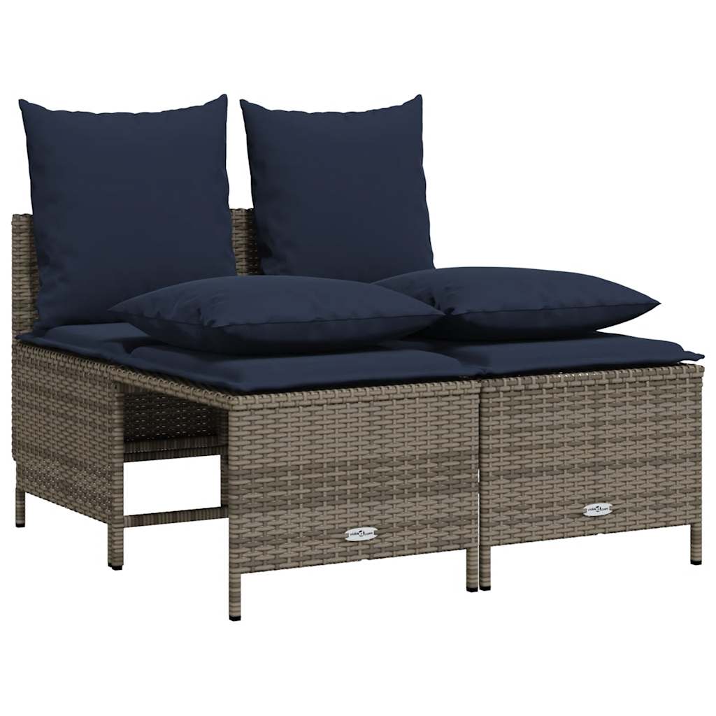 4-delige tuinbankset met kussens, grijs polyrotan is nu te koop bij PeponiXL, paradijselijk wonen!