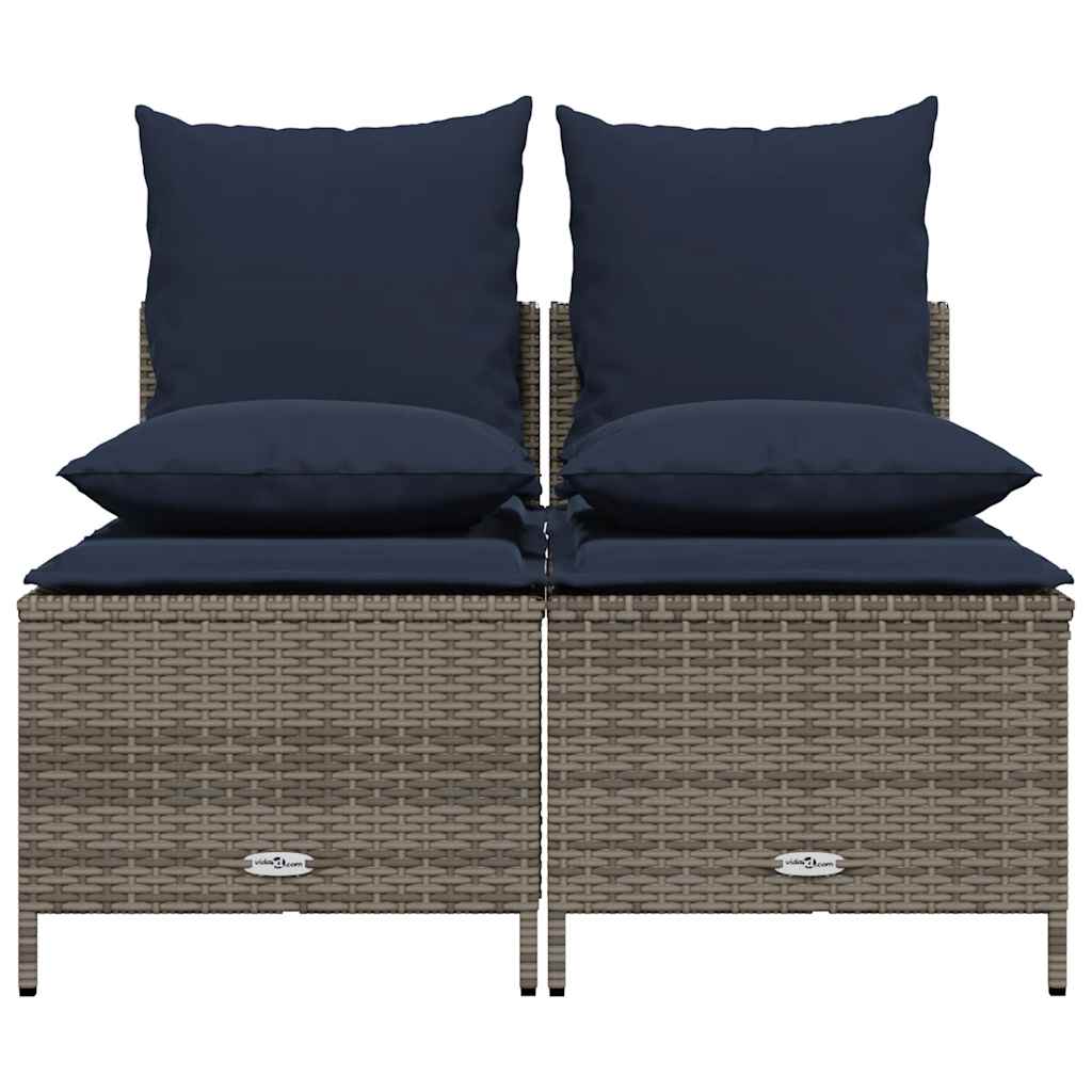 4-delige tuinbankset met kussens, grijs polyrotan is nu te koop bij PeponiXL, paradijselijk wonen!