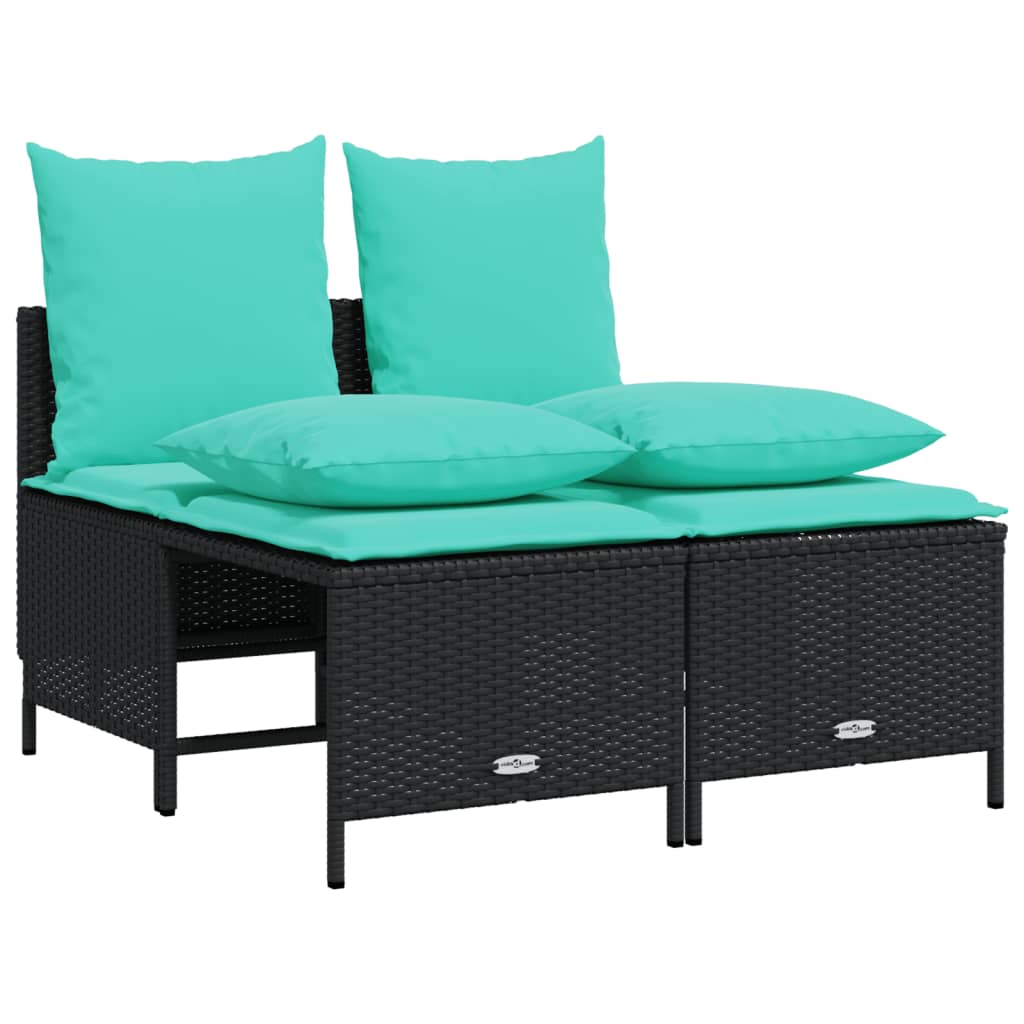 4-delige tuinbankset met kussens, zwart polyrotan is nu te koop bij PeponiXL, paradijselijk wonen!