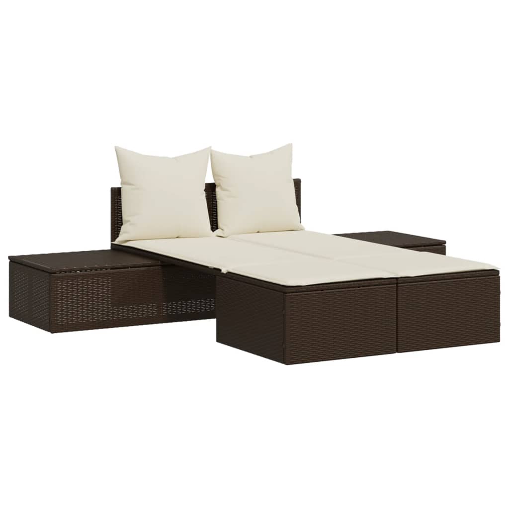 Ligbed 2-persoons met kussens poly rattan bruin is nu te koop bij PeponiXL, paradijselijk wonen!