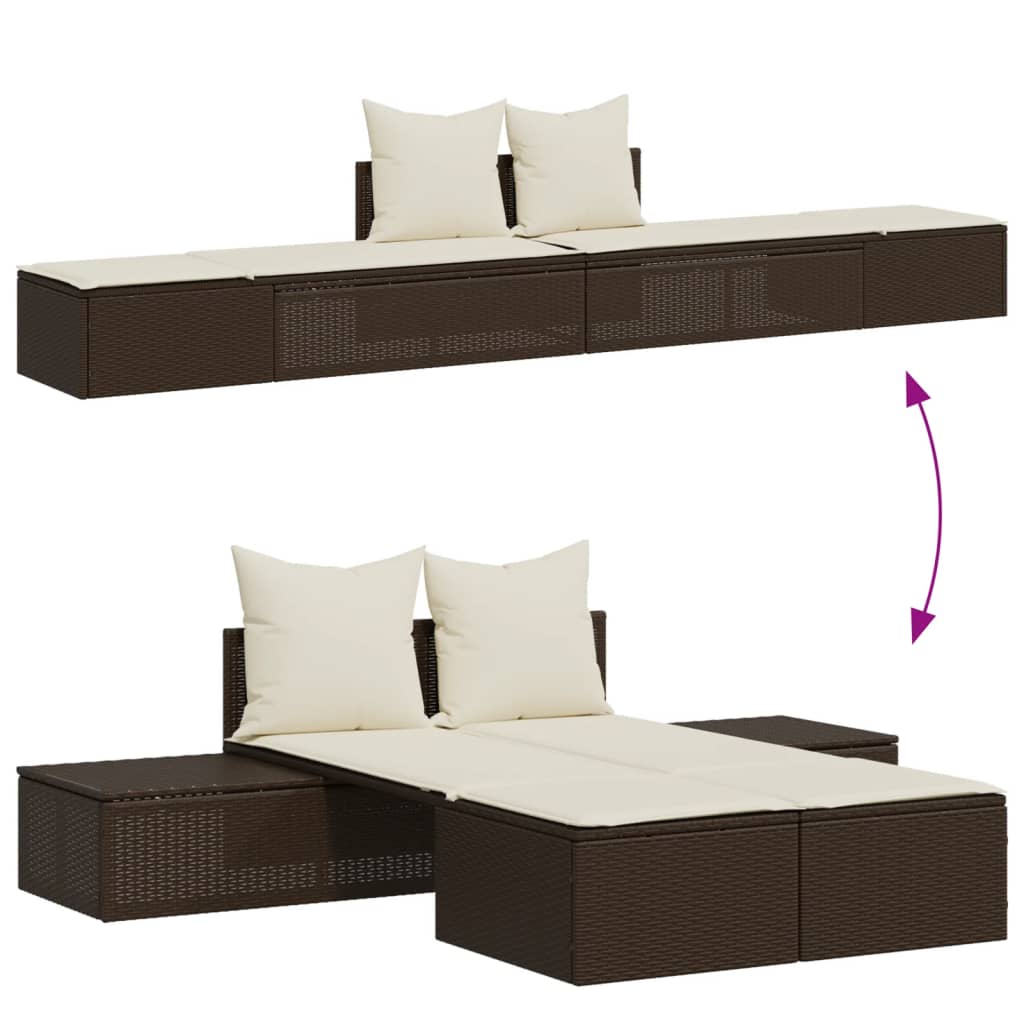 Ligbed 2-persoons met kussens poly rattan bruin is nu te koop bij PeponiXL, paradijselijk wonen!