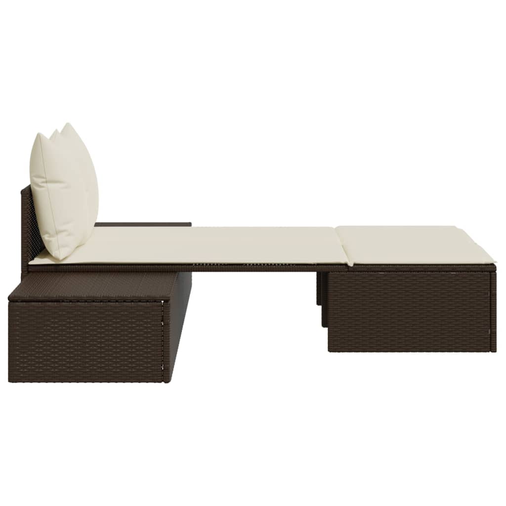 Ligbed 2-persoons met kussens poly rattan bruin is nu te koop bij PeponiXL, paradijselijk wonen!