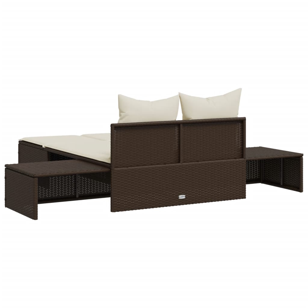 Ligbed 2-persoons met kussens poly rattan bruin is nu te koop bij PeponiXL, paradijselijk wonen!