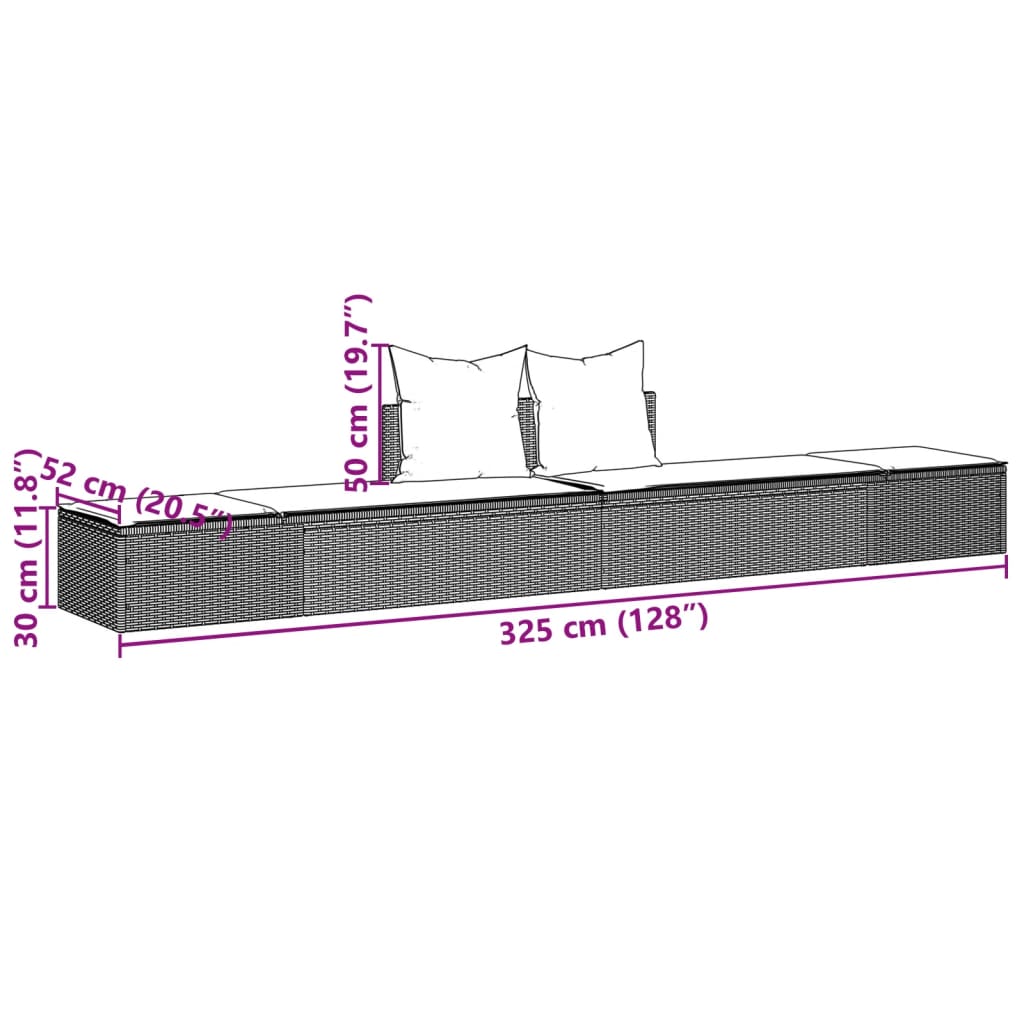 Ligbed 2-persoons met kussens poly rattan bruin is nu te koop bij PeponiXL, paradijselijk wonen!