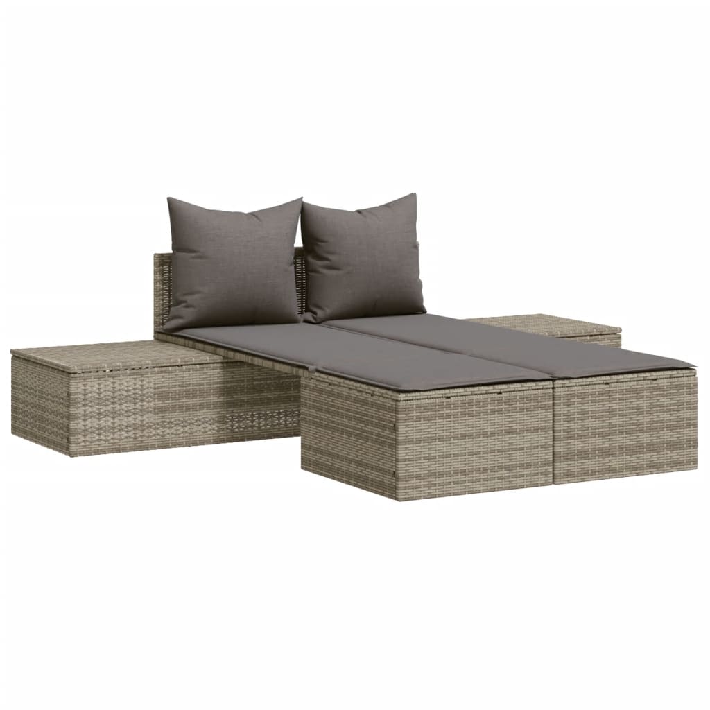 Ligbed 2-persoons met kussens poly rattan grijs is nu te koop bij PeponiXL, paradijselijk wonen!