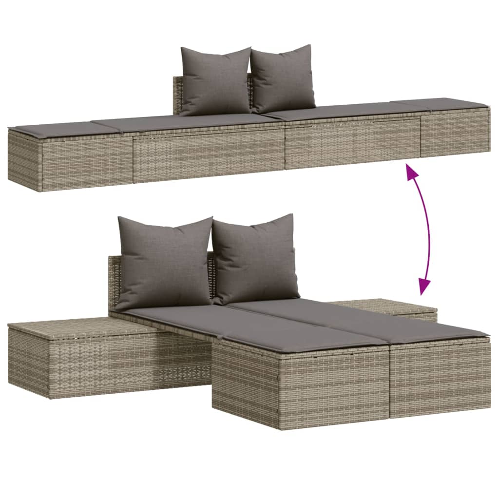 Ligbed 2-persoons met kussens poly rattan grijs is nu te koop bij PeponiXL, paradijselijk wonen!