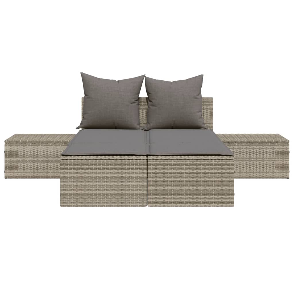 Ligbed 2-persoons met kussens poly rattan grijs is nu te koop bij PeponiXL, paradijselijk wonen!