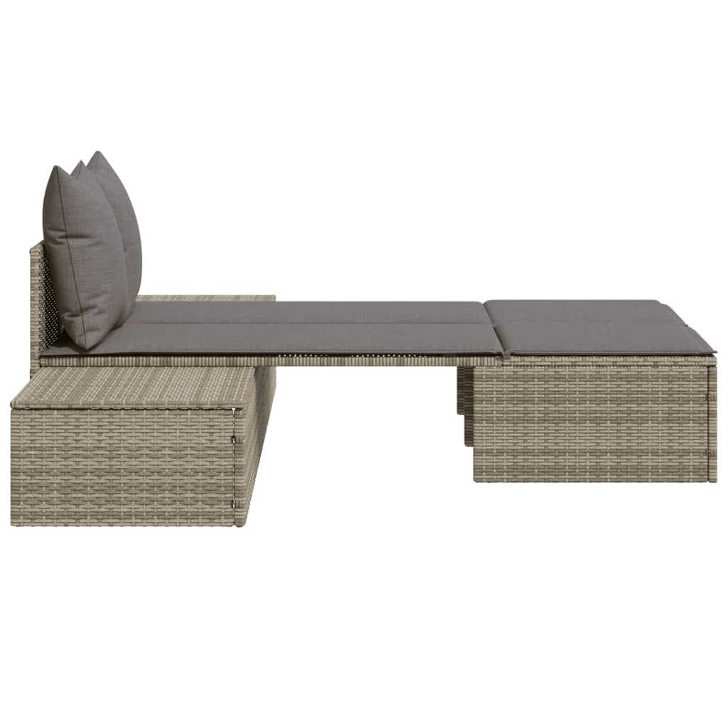Ligbed 2-persoons met kussens poly rattan grijs is nu te koop bij PeponiXL, paradijselijk wonen!