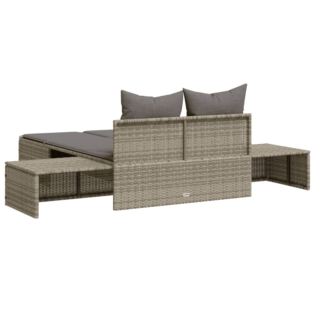 Ligbed 2-persoons met kussens poly rattan grijs is nu te koop bij PeponiXL, paradijselijk wonen!
