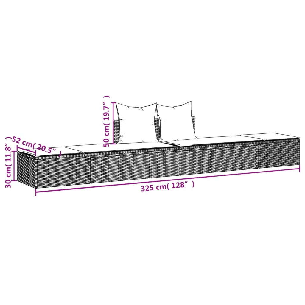 Ligbed 2-persoons met kussens poly rattan grijs is nu te koop bij PeponiXL, paradijselijk wonen!