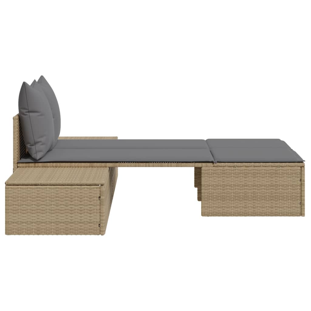 Ligbed 2-persoons met kussens poly rattan beige is nu te koop bij PeponiXL, paradijselijk wonen!