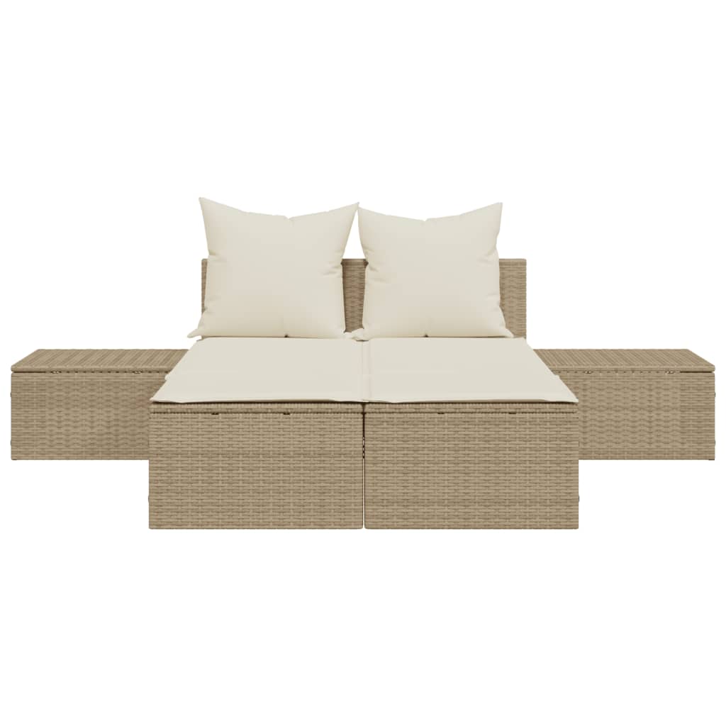 Ligbed 2-persoons met kussens poly rattan beige is nu te koop bij PeponiXL, paradijselijk wonen!