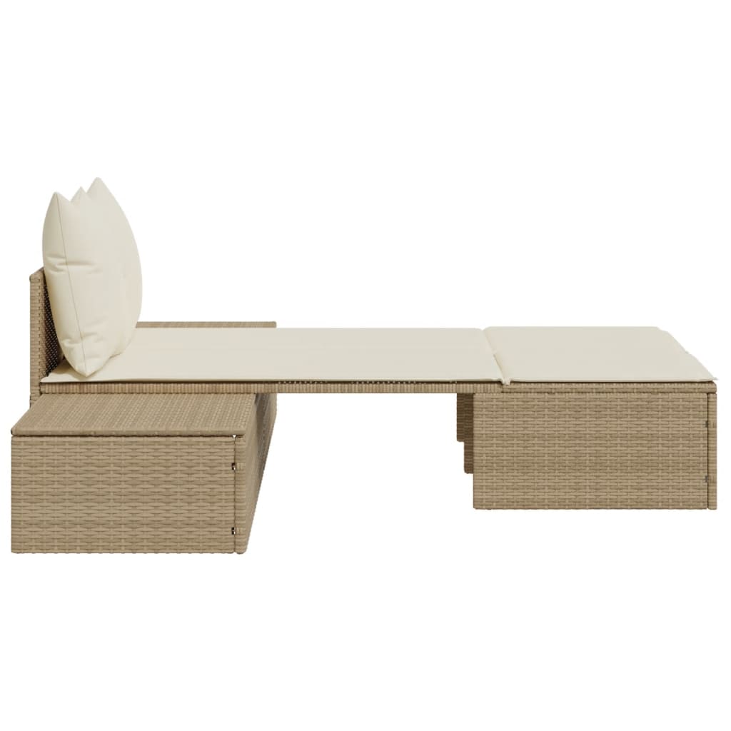 Ligbed 2-persoons met kussens poly rattan beige is nu te koop bij PeponiXL, paradijselijk wonen!