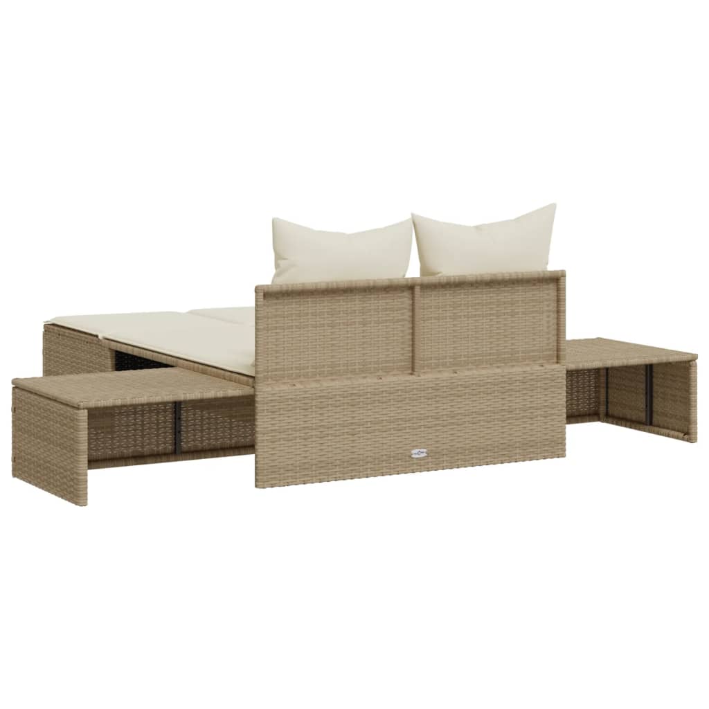 Ligbed 2-persoons met kussens poly rattan beige is nu te koop bij PeponiXL, paradijselijk wonen!