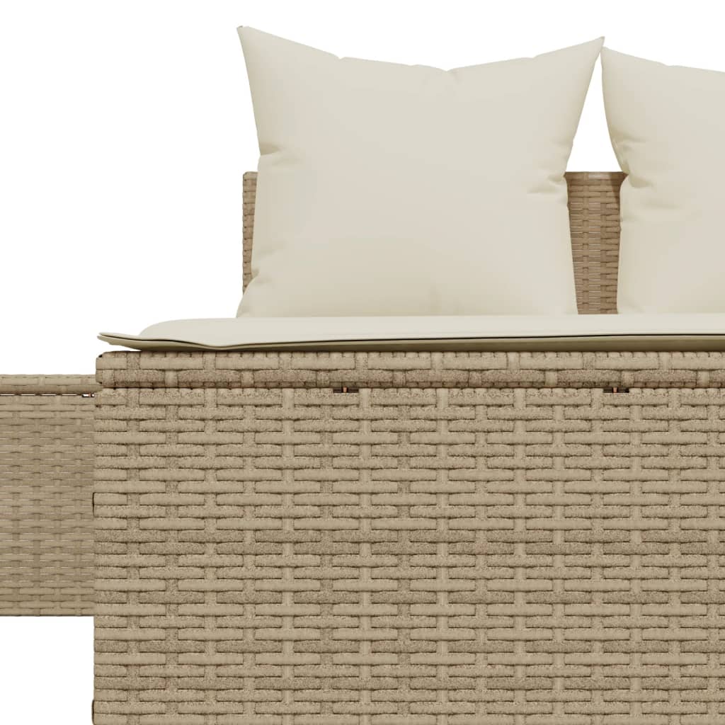 Ligbed 2-persoons met kussens poly rattan beige is nu te koop bij PeponiXL, paradijselijk wonen!