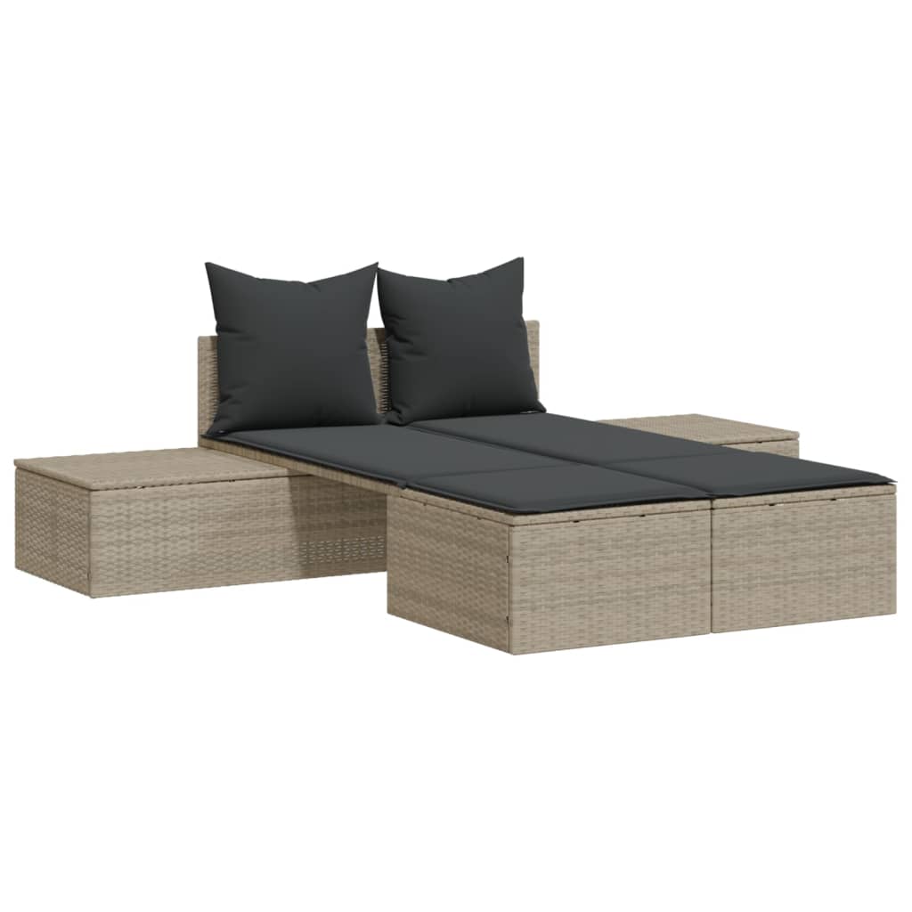 Ligbed 2-persoons met kussens poly rattan lichtgrijs is nu te koop bij PeponiXL, paradijselijk wonen!