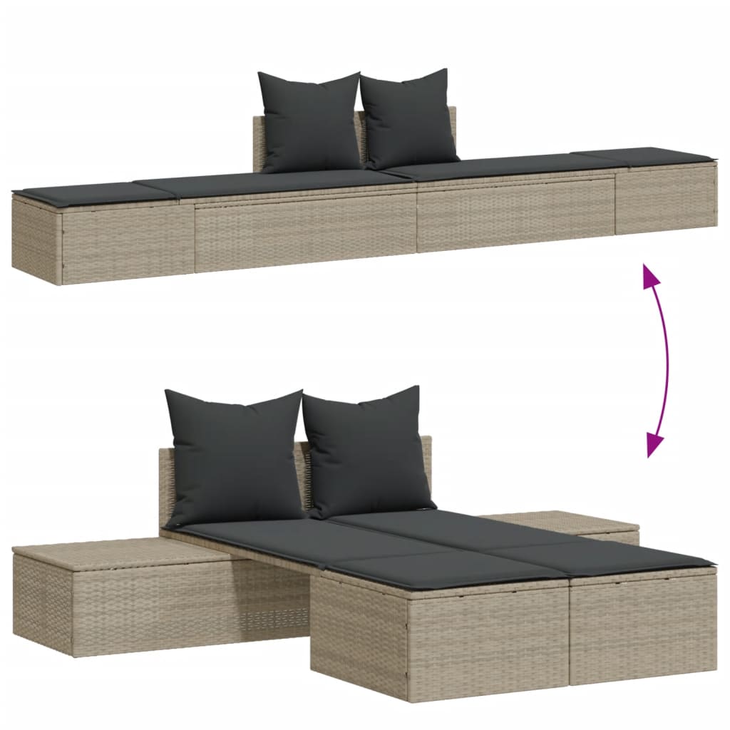 Ligbed 2-persoons met kussens poly rattan lichtgrijs is nu te koop bij PeponiXL, paradijselijk wonen!