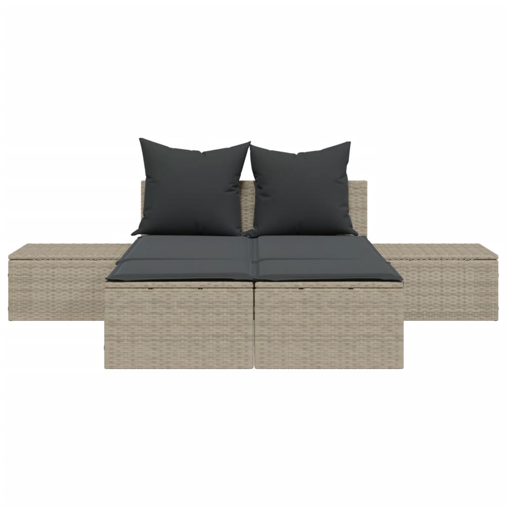 Ligbed 2-persoons met kussens poly rattan lichtgrijs is nu te koop bij PeponiXL, paradijselijk wonen!