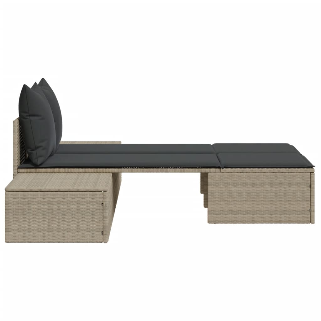 Ligbed 2-persoons met kussens poly rattan lichtgrijs is nu te koop bij PeponiXL, paradijselijk wonen!