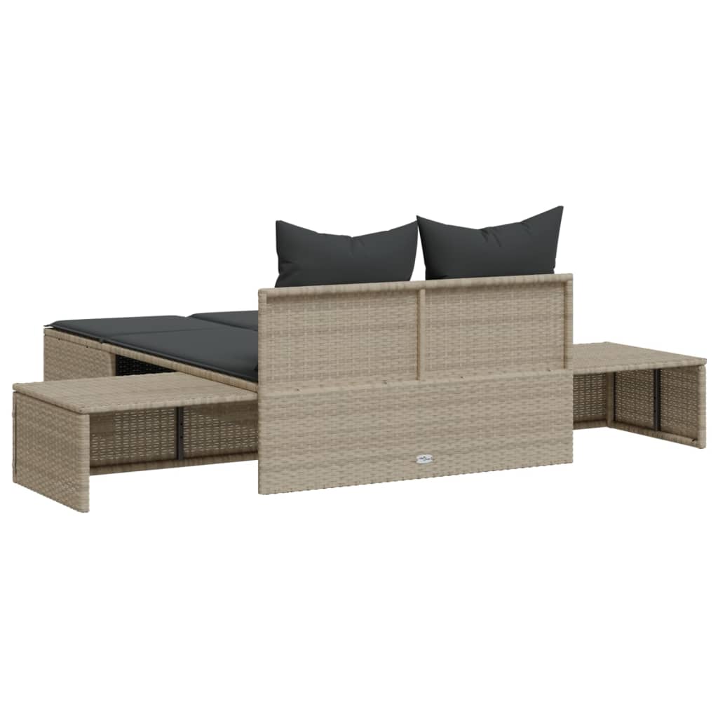 Ligbed 2-persoons met kussens poly rattan lichtgrijs is nu te koop bij PeponiXL, paradijselijk wonen!