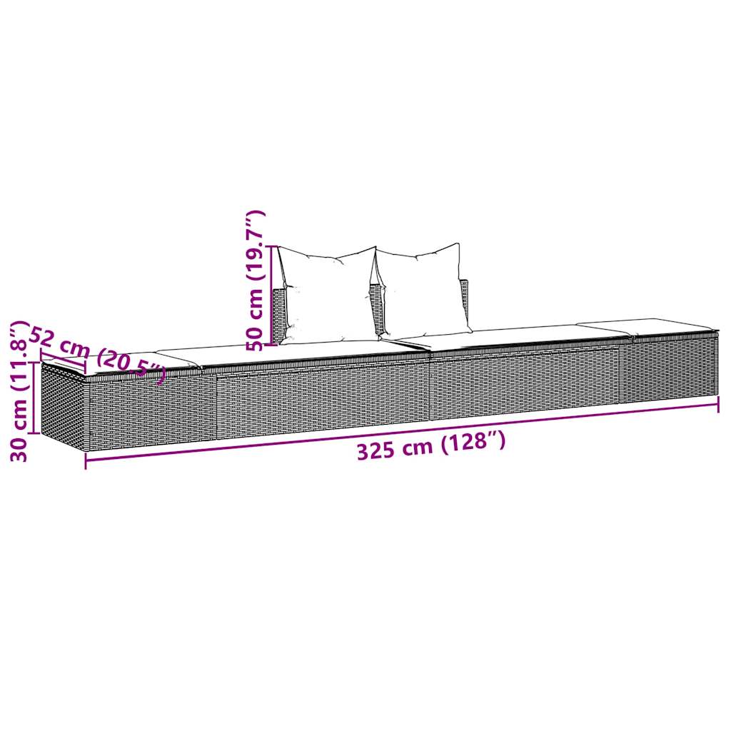 Dubbele ligstoel met kussens, zwart polyrotan is nu te koop bij PeponiXL, paradijselijk wonen!