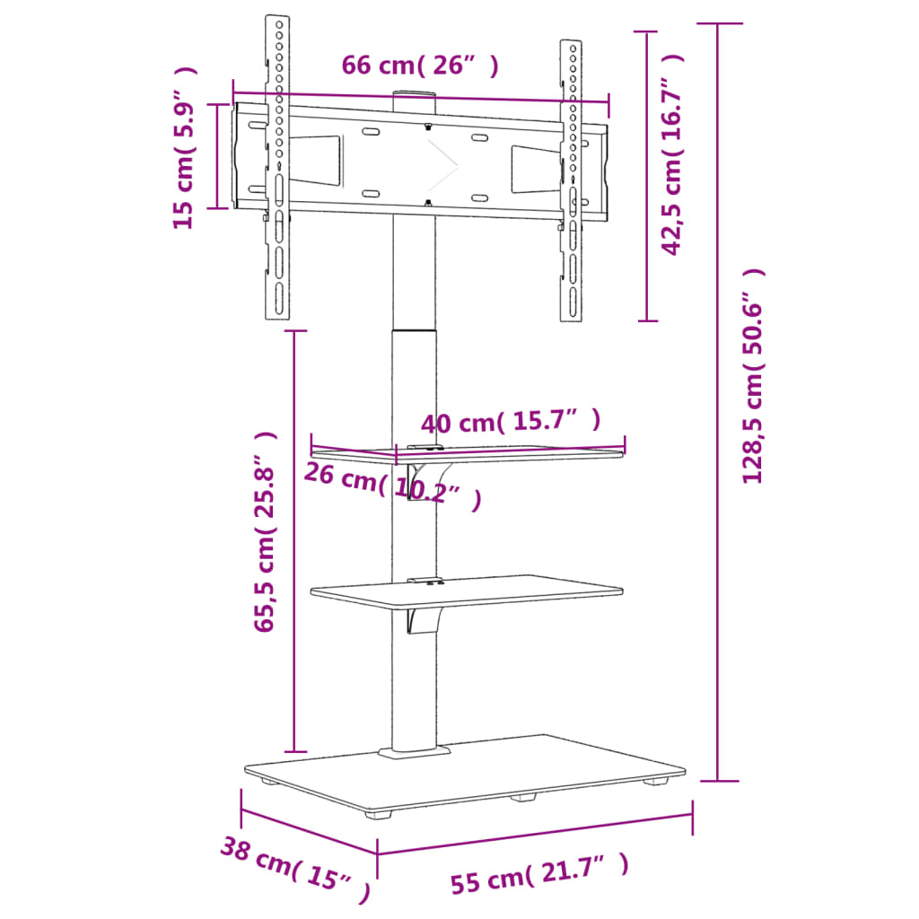 Tv-standaard hoekmodel 3-laags voor 32-65 inch zwart is nu te koop bij PeponiXL, paradijselijk wonen!