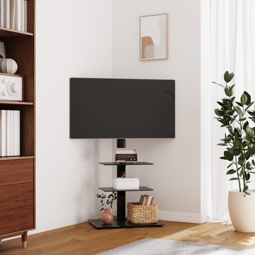Tv-standaard hoekmodel 3-laags voor 32-65 inch zwart is nu te koop bij PeponiXL, paradijselijk wonen!