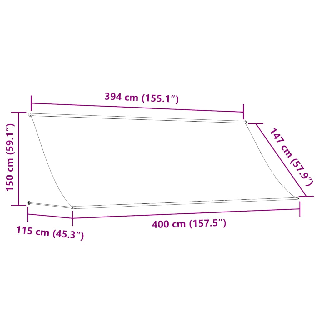 Luifel uittrekbaar 400x150 cm stof en staal antracietkleurig is nu te koop bij PeponiXL, paradijselijk wonen!