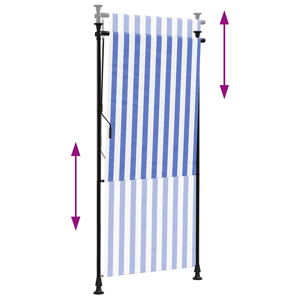 Rolgordijn voor buiten 100x270 cm stof en staal blauw en wit is nu te koop bij PeponiXL, paradijselijk wonen!