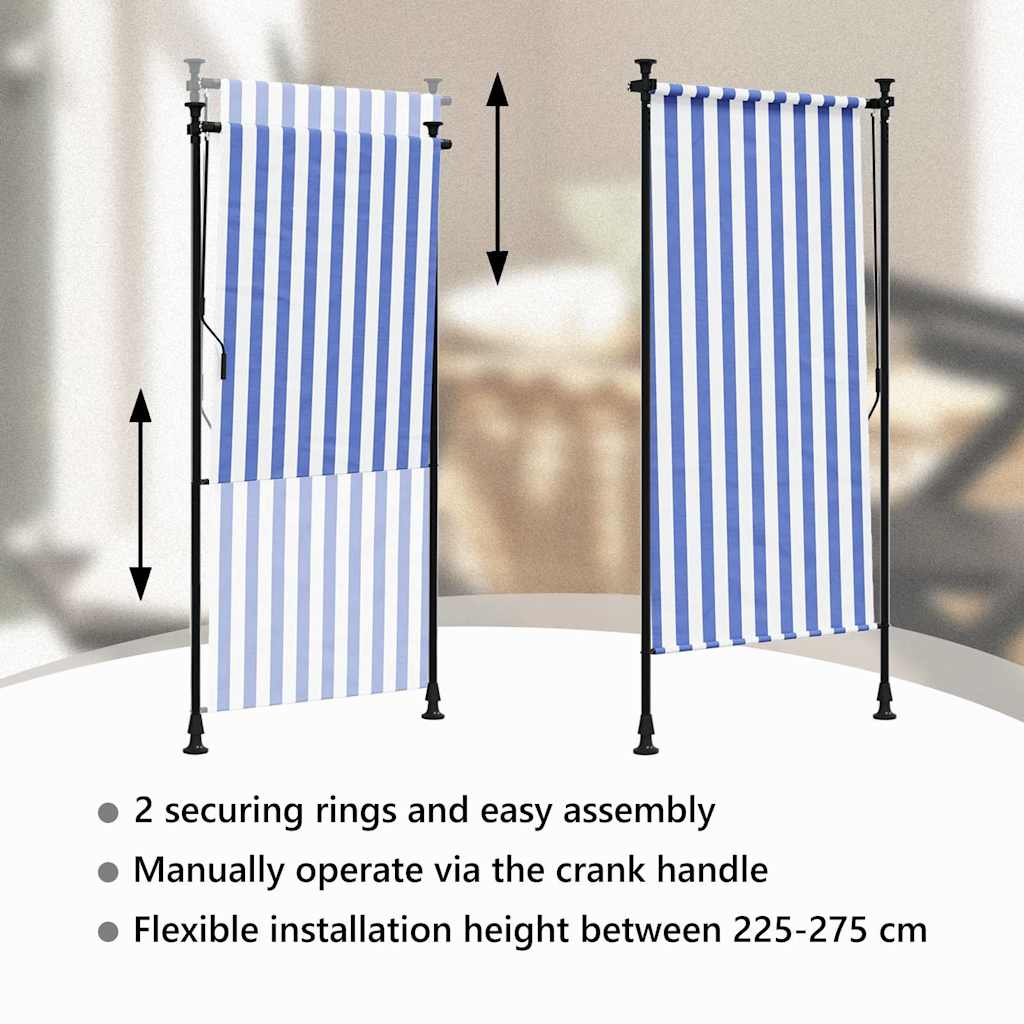 Rolgordijn voor buiten 100x270 cm stof en staal blauw en wit is nu te koop bij PeponiXL, paradijselijk wonen!
