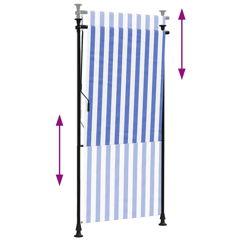 Rolgordijn voor buiten 120x270 cm stof en staal blauw en wit is nu te koop bij PeponiXL, paradijselijk wonen!