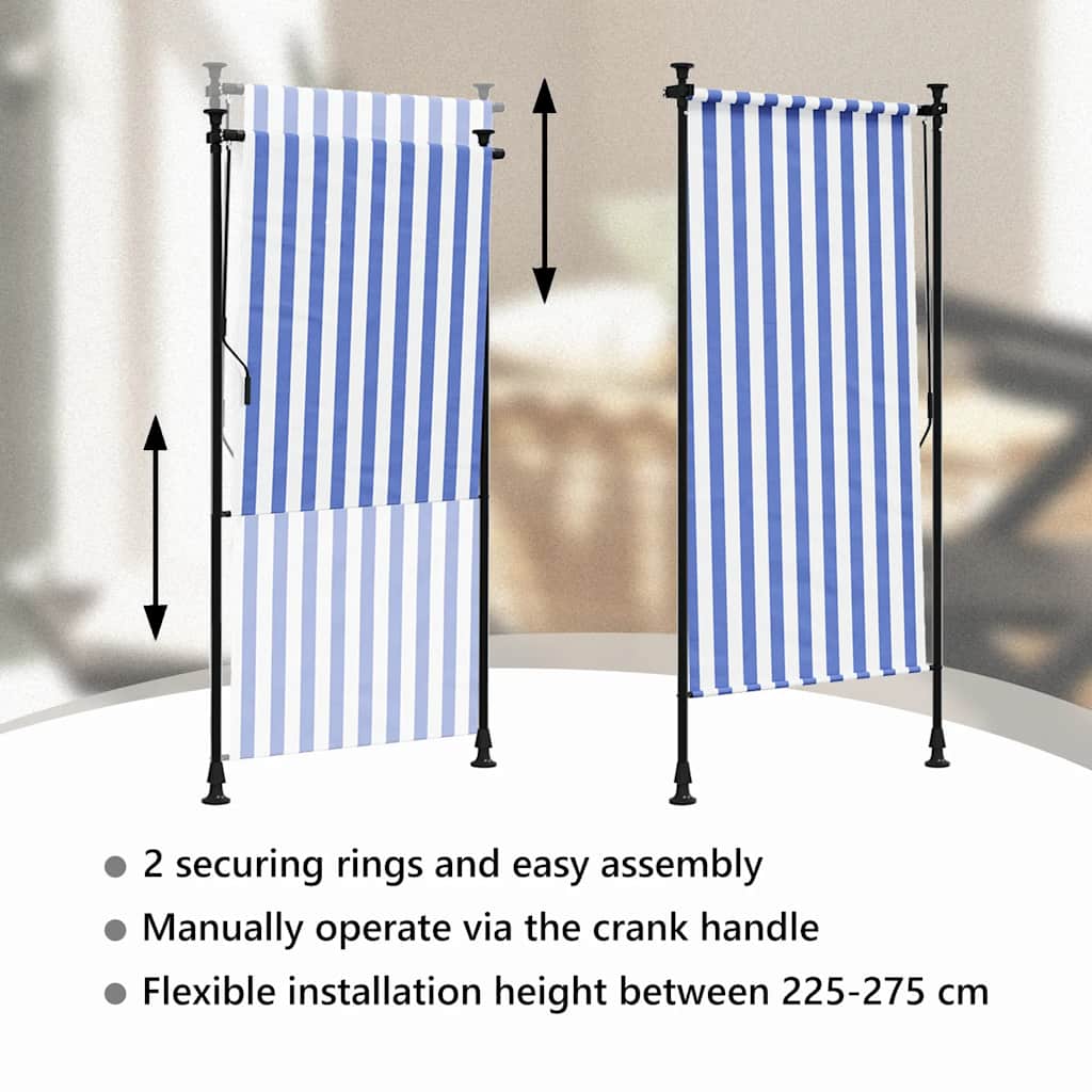 Rolgordijn voor buiten 120x270 cm stof en staal blauw en wit is nu te koop bij PeponiXL, paradijselijk wonen!