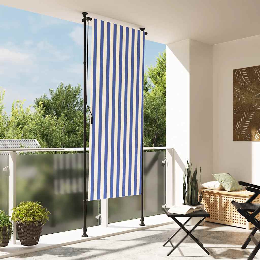 Rolgordijn voor buiten 120x270 cm stof en staal blauw en wit is nu te koop bij PeponiXL, paradijselijk wonen!